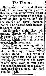Farmington Theater - May 1918 Article From James (newer photo)